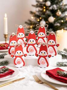 25/50pcs/Pack Christmas Gnome Snowman Candy Lollipop Cardstock Cards Party Gifts Decorations Baking Gift Box Decoration Cardstock Includes Ribbon Or String - View 9