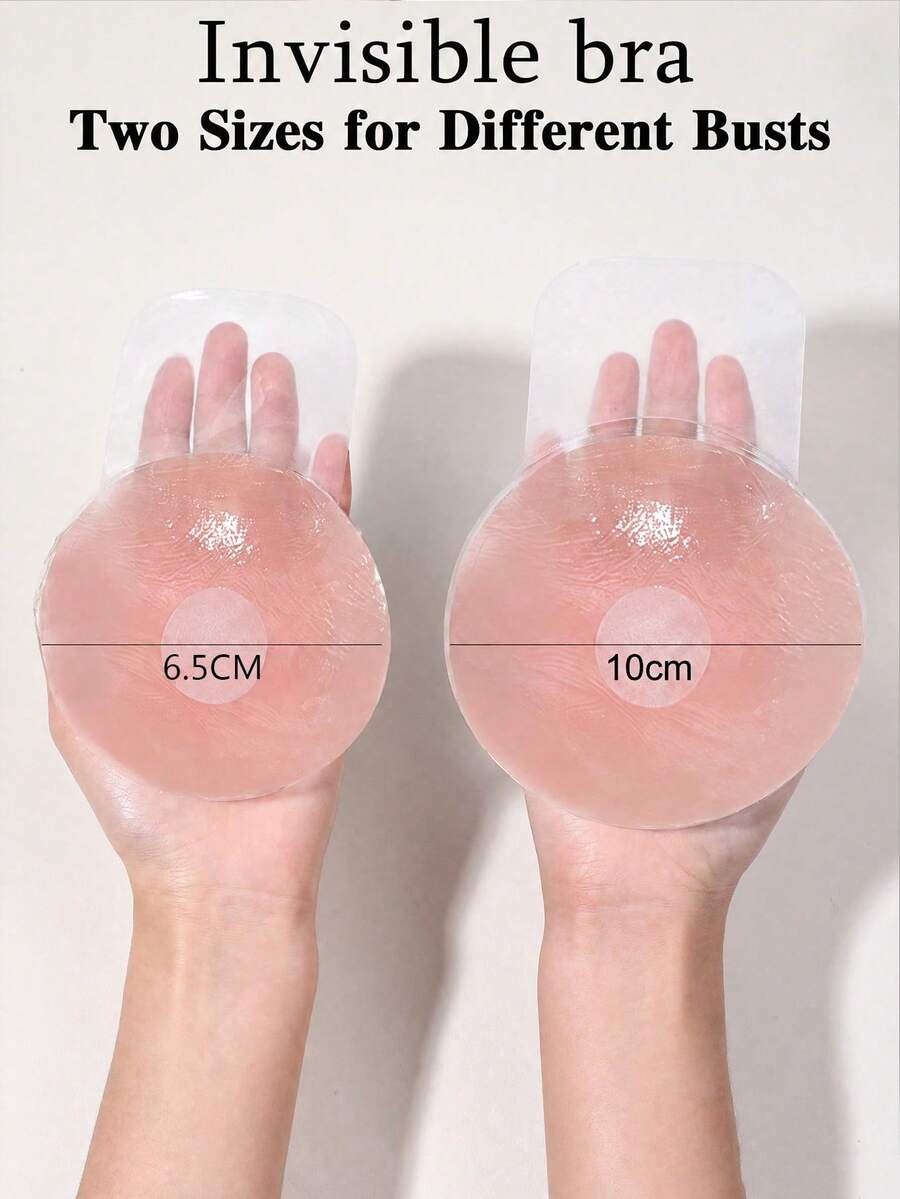 2/10pcs Reusable Seamless Silicone Nipple Covers, Invisible Lift-Up Nipple Covers, Non-Slip Nipple Covers, Solid Color Bra Accessories, 100% Silicone Material, Hand Washable, Easy To Clean, Suitable For All Bust Sizes - Multicolor - View 1