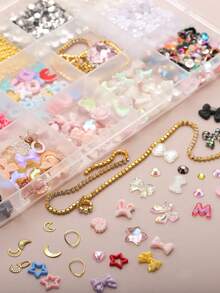 1Box Nail Charms Nail Supplies Resin Flat Bottomed Rhinestone Bow Nail Charms, Light Luxury Simple Metal Nail Supplies, Shiny Rhinestone Nail Gems, Suitable For Multi-Functional DIY Accessories Nail Decoration - Multicolor - View 4