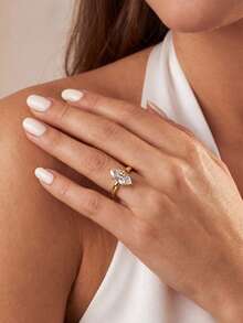 1件莫桑鑽戒指 經典款 2CT 6爪馬眼形戒指，適合女性訂婚與婚禮 - 金色 - 查看 7