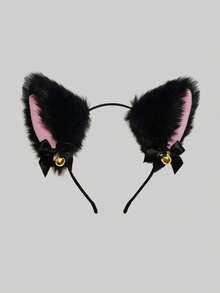 2/1pc Women's Sexy Cat Ear Headband With Bell, Cute Rabbit Ear Headband For Cosplay, Perfect For Photos, Hair Accessory - Multicolor - View 1
