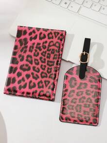 1 Set Leopard Print Wallet, Passport Holder, Luggage Tag Set, Leopard Print Passport Set, Suitable For Travel, Wallet Storage, Business Trip Use - Leopard Print - View 5
