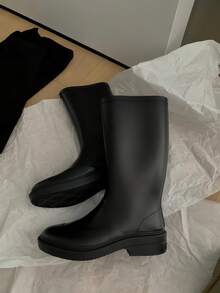 Women's Rubber Rain Boots, High Shaft, Smooth Surface, Non-Slip Thick Sole, Waterproof, Simple Design, Practical Boots For Rainy Days - Olive Green - View 5