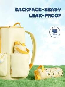 Powcan 18oz Insulated Water Bottle With A 2-In-1 Straw And Lid, Keeps Cold Drinks Cold For 24 Hours, Leak-Proof, Fits In Car Cup Holders, Stainless Steel, Perfect For Sports, Travel, And School (Bee Series) - Pale Yellow Lily Of the Valley Bee - View 4