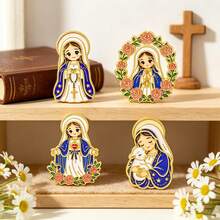 Virgin Mary Enamel Pin Set, Cute Cartoon Religious Lapel Brooches, Christian Faith Badge For Backpack Jacket Hat, Lovely Jewelry Gift For Believers - Multicolor - View 11