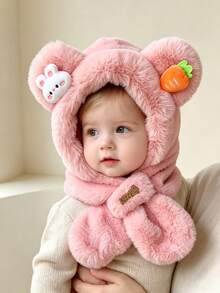 Winter Kids Hat Scarf Set, Thermal Lined Thickened Cartoon Cute Adorable Earflap Hat For Boys And Girls - Multicolor - View 2
