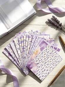 1set 6-Inch Double-Sided Patterned Paper, Photo Albums, Scrapbook, Junk Journal, Planner Cards Background Paper, Suitable For Scene Decoration And Atmosphere Props - Purple Floral Journal Background Paper - View 1