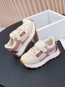 New Girls' Hook-And-Loop Casual Sports Shoes, All-Season Children's Colorblock Soft Sole Comfortable Versatile Outdoor Shoes - Pink and Purple - View 8