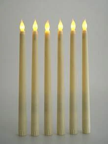 2/3/5/6/12支米色無焰錐形蠟燭，閃爍電池供電LED暖光窗飾蠟燭，適用於萬聖節、聖誕節、居家、飯店、餐廳、婚禮裝飾 - 火焰頭 - 查看 10