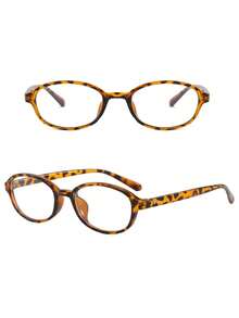 1 Pair Women's Oval Leopard Print Non-Prescription Glasses, Suitable For All Face Shapes, Daily Life, Office, Watching TV, Gaming - Color - View 2