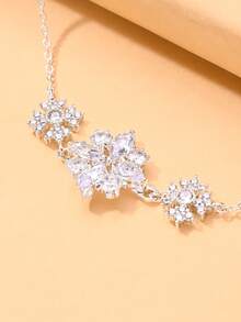 STONEFANS 1pc European & American Exotic Floral Forehead Chain Wedding Accessory Fashion Minimalist Bridal Headband Hairband - Silver - View 5