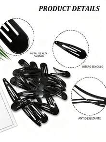 100/40/10pcs Metal Water Droplet BB Hair Clip, Simple And Versatile, Suitable For Daily Wear, Including Claw Clips, Hair Clips, Hair Clips, Etc - Black - View 3