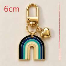 1pc/Multi-Pcs Unisex Alloy Oil-Drip Rainbow Pendant, Gold 3D Heart Pendant Keychain, Minimalist Bag Charm Wallet Accessory - Multicolor - View 15