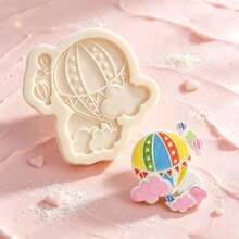 4Pcs Hot Air Balloon Cloud Silicone Mold Non-Stick Fondant Candy Chocolate Baking Tool For Cake Decoration DIY,Cupcake Topper, Soap, Candle - Light Grey - View 4