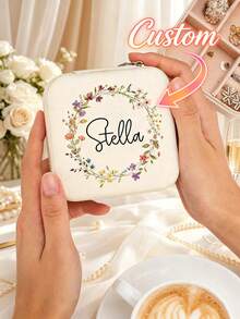 1pc Customized Women's Jewelry Storage Box, Personalized Name Printing, Fashion Personalized Leather Jewelry Box, Exquisite Memorable Holiday Gift, Suitable For Mother's Day Gift For Mom, Best Friend, And Anniversary Christmas Gift - Multicolor - View 3