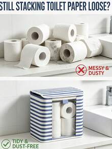 24L Large Capacity Toilet Paper Storage Box, Multi-Functional Paper Holder, Bathroom Accessory, Foldable Tissue Storage Basket, Neat Arrangement, Suitable For Home Use, Bathroom, Storage And Organization, Home Decor, Home Storage - Multicolor - View 4