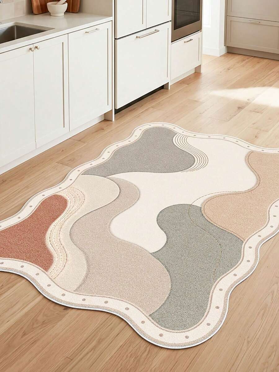 Digital Print Non-Slip Washable Rug – Suitable For Living Room, Kitchen, Hallway, Or As A Runner - White - View 1