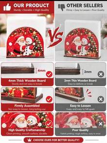 Christmas Double-Sided Pattern Napkin Holder, Reindeer Design Paper Towel Holder, Party Tabletop Decor Ornament - A - View 9