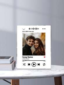 1pc Customized Music Plaque, Customized Album Cover, Personalized Acrylic Plaque, Personalized Photo Frame, Customized Song Poster, Customized Plaque Photo, Personalized Music Poster, Music Plaque Print, Music Poster Print, Wedding Gift, Anniversary Gift, Housewarming Gift, Gift For Him/Boyfriend/Husband, Gift For Her/Girlfriend/Wife/ - No Base 12*16-1p Music Black White Pink Blue+ - View 7