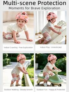 2pcs/1set Pelindung Kepala Bayi + Pelindung Lutut, Set Helm dan Pelindung Lutut untuk Bayi Merangkak & Berjalan, Lembut, Dapat Diatur, Anti Benturan, Ringan, Bernapas, dan Anti Selip untuk Balita - Kombinasi penutup kepala bayi + pelindung lutut - View 8