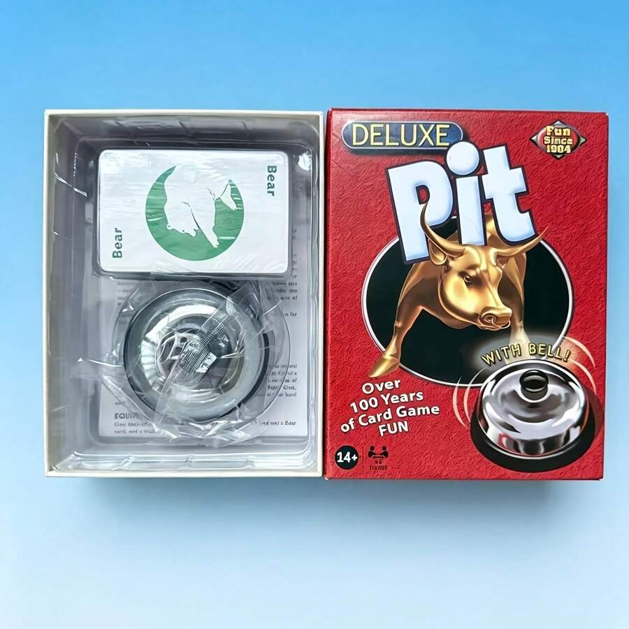 Portable Bull Pattern Trading Card Game With Metal Bell, Multiplayer Fast Competitive Family Party Tabletop Game For Teens Adults Game Night - Multicolor - View 1