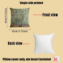2pcs Vintage Garden Bird, Pine Tree, Papaya & Apple Tree Pattern Cushion Covers, Soft Polyester Pillow Shams, 45x45cm, 2D Printing, Zippered, Machine Washable, For Home Decor, Living Room, Bedroom, Patio, Office, Car - Multicolor - View 5