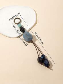 1pc Handmade Tassel & Natural Stone Beaded Bag Charm, Random Bead Color - Multicolor - View 2