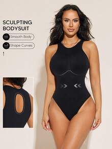 Women's Solid Color Sleeveless Backless Jumpsuit - Black - View 1