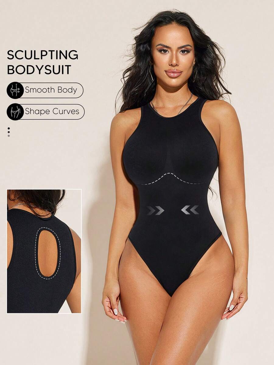 Women's Solid Color Sleeveless Backless Jumpsuit - Black - View 1