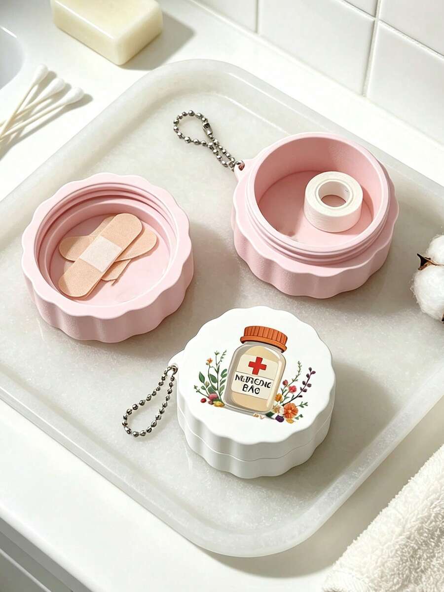 Portable Pill Bottle Organizer, With Chain,Travel Personal Pill Container For Pocket Purse, Medications And Personal Items, Boxes For Home And Outdoor - Multicolor - View 1
