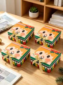 5pcs Christmas Creative Folding Paper Boxes, Cute Cartoon Pattern Gift Boxes, Snack Candy Handheld Gift Packaging Boxes - Folding Paper Box - View 8