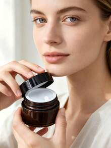 5pcs Amber Glass Jars With Lids, Black Lids, Portable, 50ml Leak-Proof Wide Mouth Travel Cream Jars, With Liners, Pull Rings And Stickers, Suitable For Storing Powder, Cream, Lotion, Perfume, Liquid Protection - Black - View 6