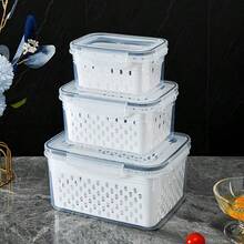 Kitchen Airtight Food Storage Container, Leakproof Fresh Keeping Box For Refrigerator, Fruit, Vegetable And Meal Storage - Grey - View 12