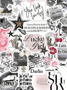 50pcs Silver Lucky Girl Stickers Waterproof Cartoon Decorative Stickers Suitable For Scrapbook, Notebook, Computer, Luggage, Guitar, Water Bottle, Phone Case, DIY - Multicolor - View 1