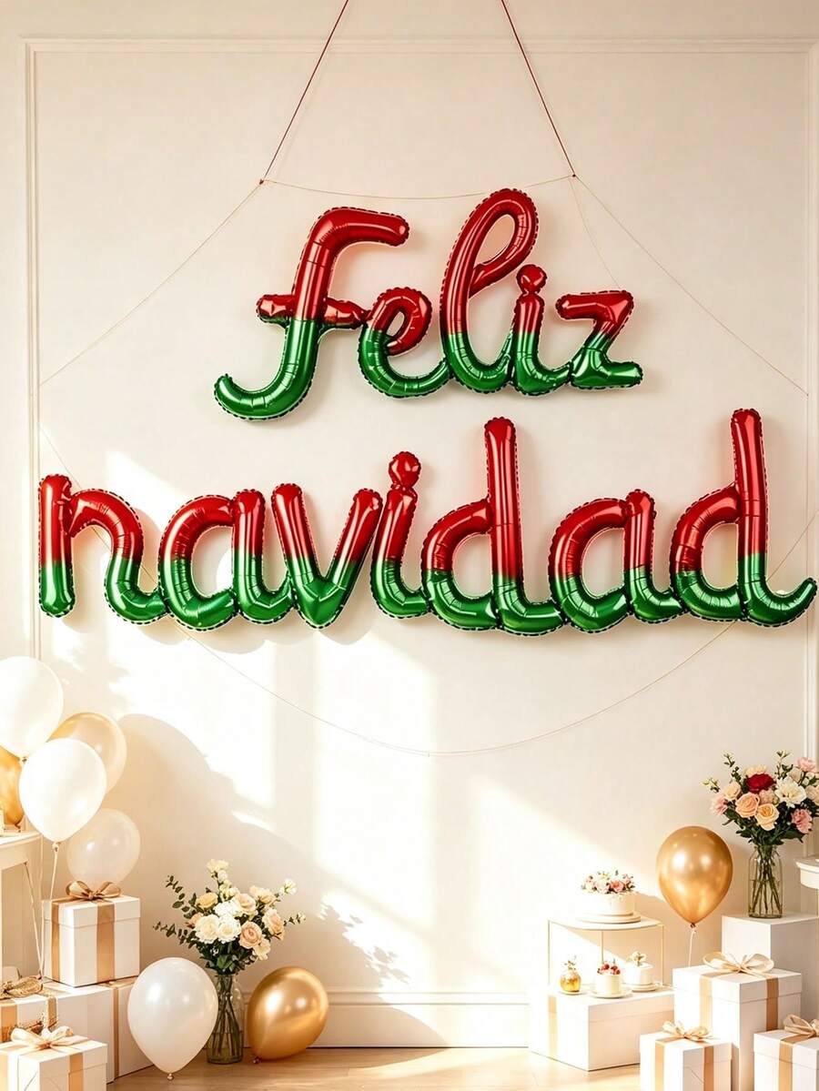 2 buah Balon Foil Banner Natal Spanyol, Cocok untuk Dekorasi Natal, Penataan Pesta Natal, Perayaan Natal, Dekorasi Suasana Dalam Ruangan - Spanduk Natal Spanyol - View 1