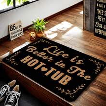 1pc Flannel Bathroom Runner, Hot Tub Door Mat For Better Living, Gold Leaf Vine Border Print, Novel Spa Quote Floor Mat, Absorbent Non-Slip Rubber Backing, Machine Washable Rectangular Area Rug, Bathroom Runner, Hot Tub Patio Rug, Hallway Runner, RV Camping Floor Mat, Housewarming Gift For Spa Lovers - Multicolor - View 6