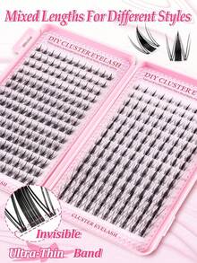 240pcs Full Set DIY Cluster False Eyelashes Kit, Suitable For Beginners And Professionals, Includes False Eyelashes, Glue, Remover, Tweezers And Lash Brush, Create Salon-Quality Lash Effect For Daily Home Makeup - Multicolor - View 3