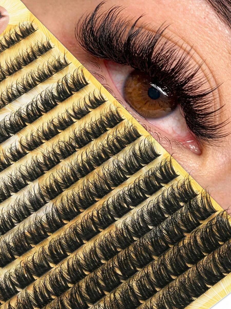 156 Clusters 3D False Eyelashes, 13 Rows Large Capacity Eyelash Clusters, Single Cluster False Eyelashes, Segmented False Eyelashes, Eyelash Clusters, Fluffy False Eyelashes, DIY Eyelash Clusters, D Curl Natural Segmented Eyelash Clusters - D - View 1