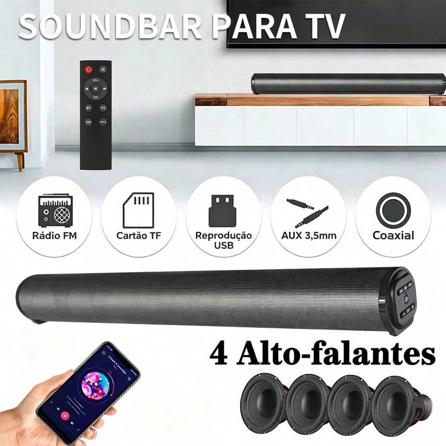 Caixa de Som Profissional para TV com Alto Volume e Áudio Nítido para Filmes e Séries em Casa - Preto - Visão 1