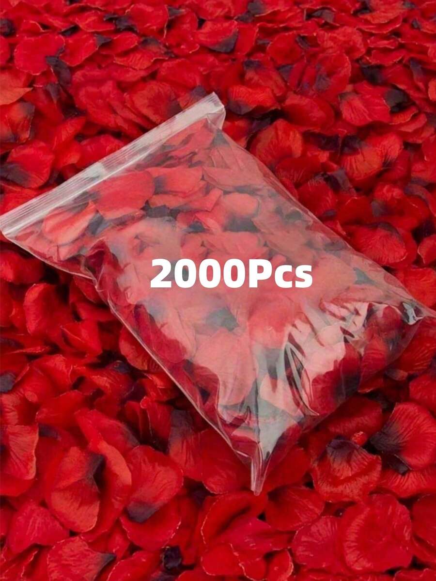 2000pcs Romantic Red Rose Petals - Wedding And Valentine's Day Decoration Gift - Multicolor - View 1