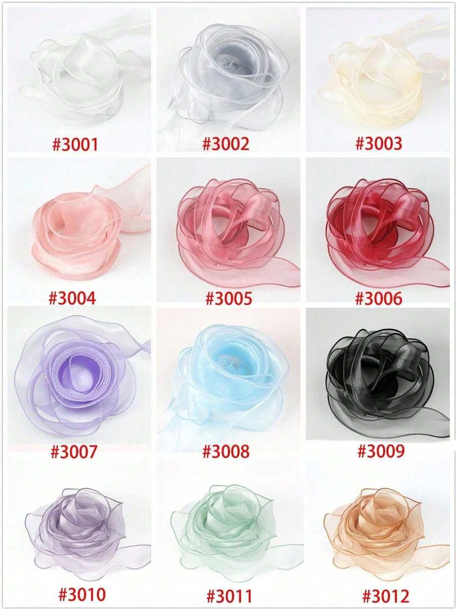 1.5 Inch Wide 10 Yards Transparent Organza Chiffon Ribbon, Suitable For Gift Wrapping, Wedding Bouquets, Crafts, Christmas And More - Multicolor - View 1