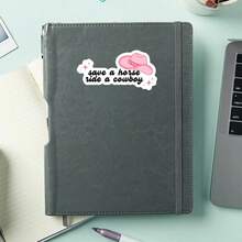 1PC Save A Horse Ride A Cowboy Sticker, Western Aesthetic Vinyl Decal, Spicy Romance Reader Gift, Cowboy Hat Kindle Laptop Sticker, Water Bottle Accessory, A Perfect Fan Merch For Every Book Lover Who Is In Their Cowboy Romance Era - Multicolor - View 11