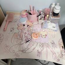 Kawaii Anime Angel Girl PU Leather Desk Mat, Large Pink Cute Cartoon Print Mouse Pad, Waterproof Non-Slip Table Protector, Aesthetic Keyboard Pad For Gaming Room Desk Decor - View 6