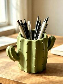Multifunctional Pen Holder With Stable Base Cactus Design Pencil Cup Creative Desktop Storage Box Suitable For Teenagers Office Workers College Students Dormitory Study Office Supplies Home Office Decor Office Desk Vanity Essential Accessory - Multicolor - View 11