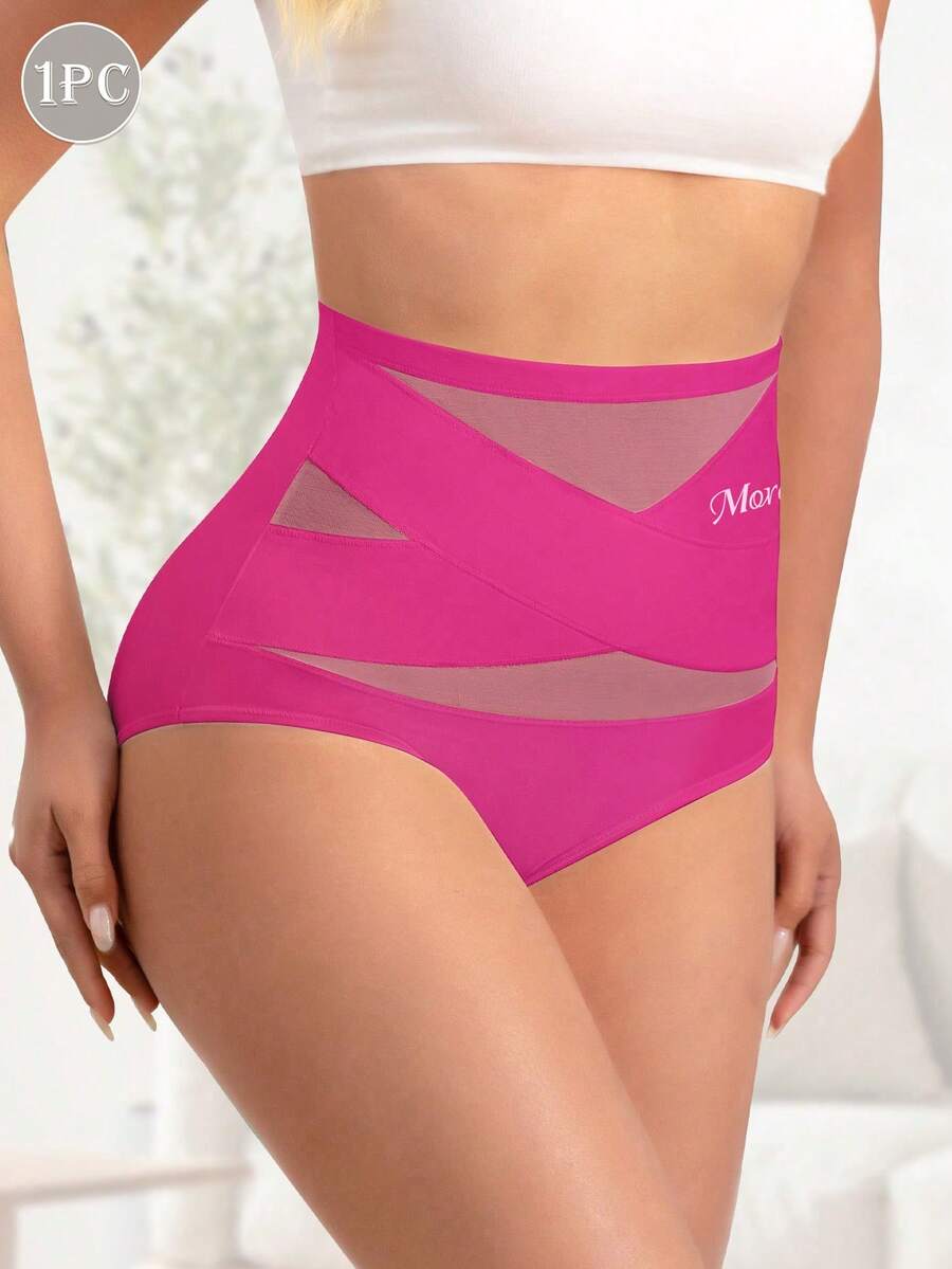 MIOTAN Women's High-Waisted Soft & Comfortable Cross-Strap Design Briefs - Hot Pink - View 1