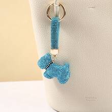 Korean Version Cartoon Diamond Studded Schnauzer Keychain Cute Pet Dog Full Diamond Hanging Decoration Fashionable Versatile Bag Pendant - Multicolor - View 3