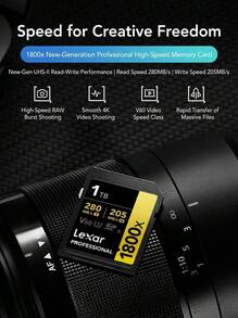 Lexar Professional 1800x SDXC UHS-II Memory Card 64GB 128GB 256GB 512GB 1TB 280MB/S Read Speed U3 High Performance Storage For 4K Video DSLR Camera - View 2