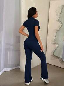 Complete Set Pants, Balancing Minimalist Elegance And Understated Luxury Sports Summer - Navy Blue - View 7