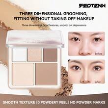 FEOTZNW Light & Shadow 3D 修容與高光盤，2合1修容與高光，雕塑瘦臉妝效，女性面部彩妝盤，彩妝必需品 - 暖色調 - X01#暖色調 - 查看 4
