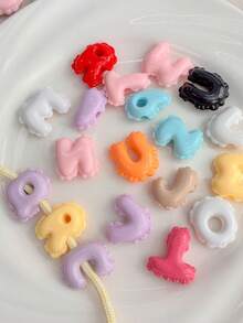 10pcs Macaron Color Pleated Letter Resin Beads, Horizontal Hole Large Hole Lace Letter DIY, DIY Bracelet Phone Chain Resin Forged Handmade Accessories, Random Style - Lace Letters - View 10